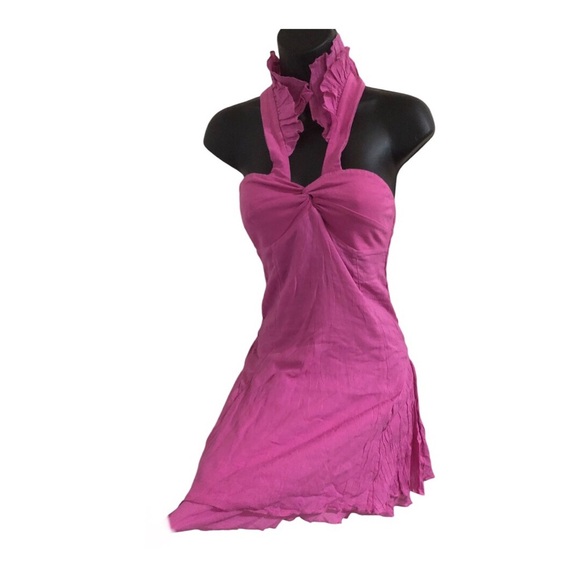 Free People pink flutter strap halter front twist mini dress size XS brand new - Picture 9 of 14
